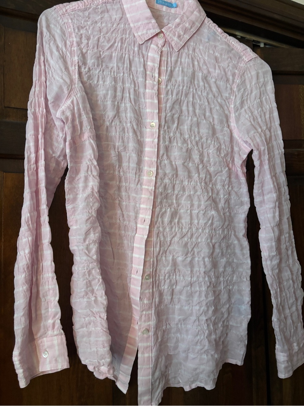 J. McLaughlin Light Pink Textured Button-Down Shirt